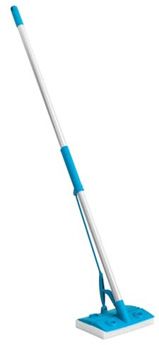 HOMESHOPA Self Wringing Sponge Mop with Flat Floor Squeeze Head, Long Handle, Super Absorbent, Lightweight, Non-Abrasive (Blue)