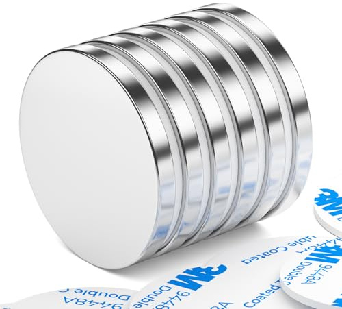 Grtard 6 Pack Magnets, 30 x 3 mm Pull Super Strong Magnetic Neodymium Disc, Magnet Strong with Double-Sided Adhesive, Powerful Permanent Rare Earth Magnet for Fridge, DIY, Building, Craft