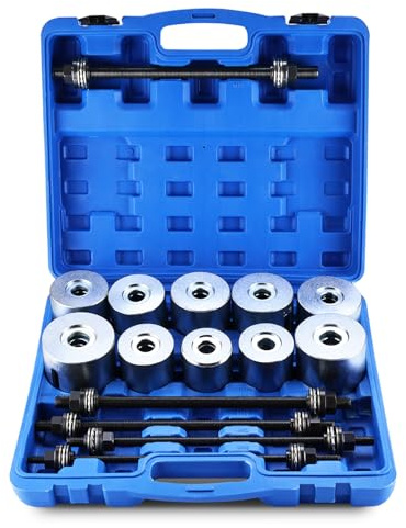 FreeTec Extracteur de Silent Bloc Extracteur de Roulement Intérieur 27pcs – Arrache Roulement Universel avec 5 Broches et 22 Douilles 34–80 mm – Kit Montage/Démontage Roulements, Joints & Silentblocs