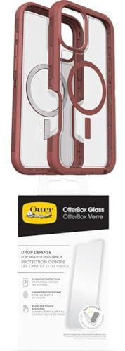 OtterBox Defender Series XT MagSafe Hülle für iPhone 16 Plus, stoßfest, Ultra-robust, schützende Hülle, Transparent/Braun mit Premium Glass Displayschutz
