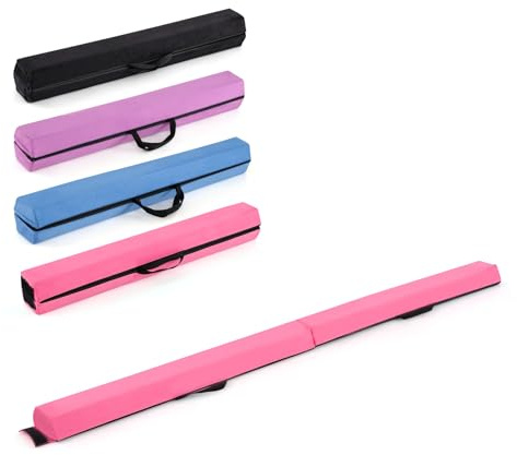 GYMAX 7FT/2.1M Folding Gymnastics Balance Beam, Professional Training Beam with Carry Handles and Anti-slip Bottom, Floor Gymnastics Equipment for Home Gym Exercise