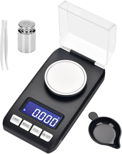 Digitale Milligramm-Waage Taschenwaage Präzisions-Mg-Waage 0.001g/50G Feinwaage von Pulvern, Schmuck, Medizin, Taschenwaage mit Pinzette