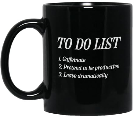 IVISION LEARNING LTD To Do List Office Worker Funny Quote Black Mugs, Coffee Drinking Cups, Gifts For Coworkers, 11oz 15oz