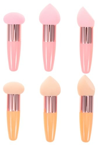 Healeved 6 St Återanvändbara Makeupsvampar i Rosa och Hudton Multifunktionella Puder Foundation-blendrar för och Våt Applicering att och Hygieniska Kosmetiska Verktyg