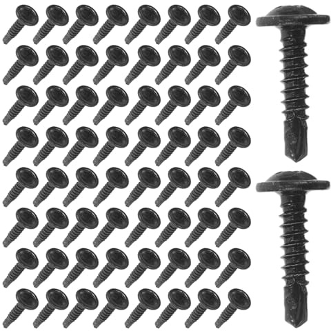 COLLBATH Tornillos Autoperforantes de de Milano 42X19 MM Cabeza Plana Grande Cruz Acero al Carbono Templado Negro 460 Unidades Arandela para Montaje Rápido de Muebles y Paneles de