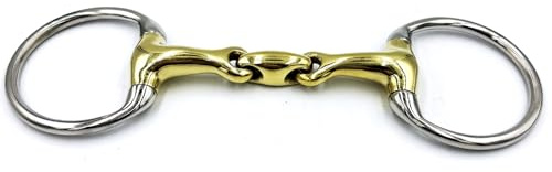 Equine Smile ES0281 - Mordida de cabeza de oliva, doble roto, de cobre y acero inoxidable, diámetro del anillo: 70 mm, grosor de la dentadura 14 mm (9,5 cm)