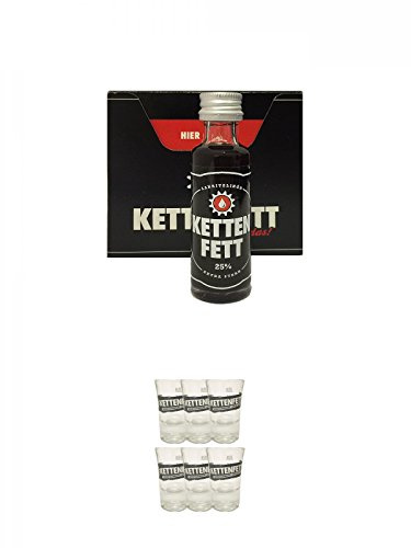 Kettenfett Lakritz Likör 16 x 0,02 Liter Miniaturen + Kettenfett Shot Glas 6 Stück