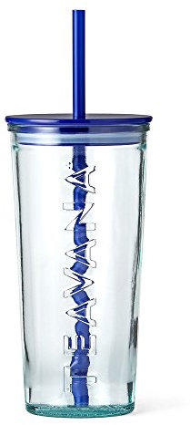 Starbucks blau recyceltem Glas kalten Tasse durch Teavana, 16 fl oz, blau Deckel und Trinkhalm