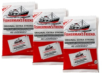 Fisherman's Friend Original Extra Strong Menthol Cough Suppressant Lozenges - 40 ct, Pack of 3
