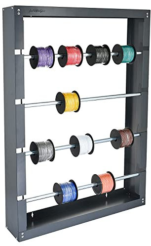 AdirPro Wire Spool Rack - Superior Strength Wire/Cable Dispenser - Conduit Display & Storage for Electrical Industrial & Retail Use (4 Rods, Grey)