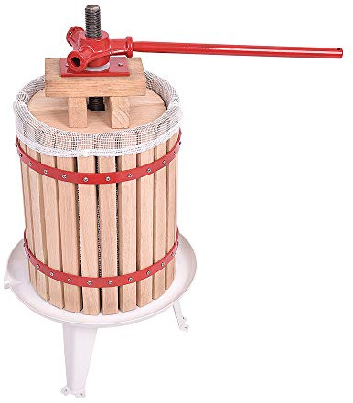 Froadp Manuel Pressoir à Fruit, Broyeuse à Fruits avec Bois Compressés et Filets de Pressage, Presse à Fruits de Table Hydraulique Extracteur pour Jus Vin Raisin Cidre pressé, Volume 18L