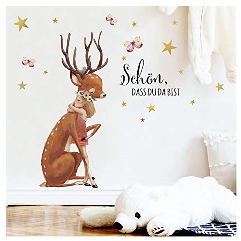 Little Deco Reh mit Mädchen Spruch Schön das du da bist DL207-29