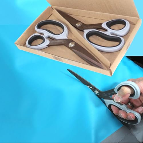QMBasic Universalschere Allzweckschere 2er Set 21 cm Industrieschere mit TITAN Beschichtung Plane Folie Rauhfaser PVC Vinyl Leder schneiden Schere Heimwerker kräftig