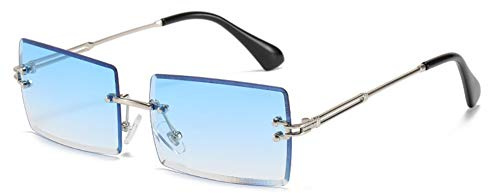 Grainas Retro Randlose Rechteck Sonnenbrille für Damen Herren Gold Ultraleicht Rahmen UV400-Schutz Vintage Bonbonfarben Klassische Quadratische Brille