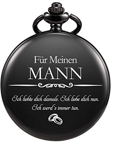 TREEWETO Gravierte Taschenuhr für Männer Ehemann Zu Meinem Ehemann Taschenuhren für Ehemann zum Geburtstag Valentinstag Hochzeit
