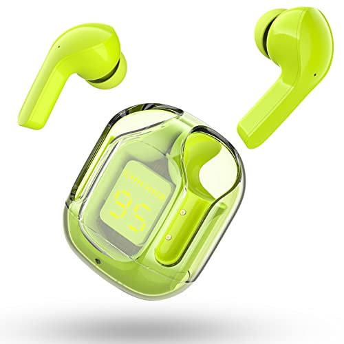 ACEFAST T6 Ecouteurs Bluetooth sans Fil Sport, Oreillette Intra-Auriculaire ENC Réduction de Bruit, Son HiFi, Affichage de la Batterie, Contrôle Tactile, Vert