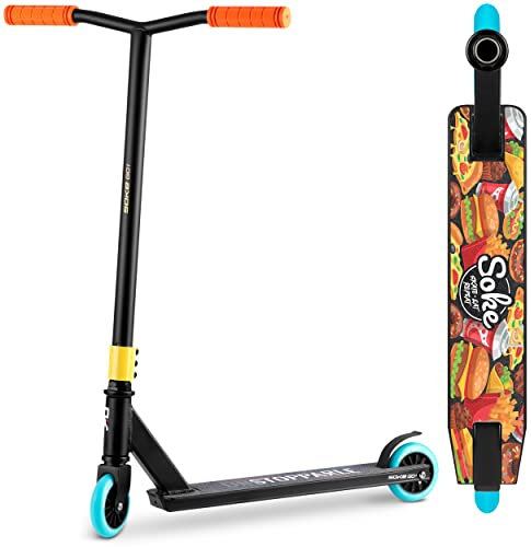 SOKE Go Scooter Roller Performance Roller Leistungsstarker Scooter Skatepark Stunts Trick Roller Tretroller Stadtroller Freestyle Kickscooter mit ABEC 9 Kugellagern Pu Material 82 cm Orangefarben