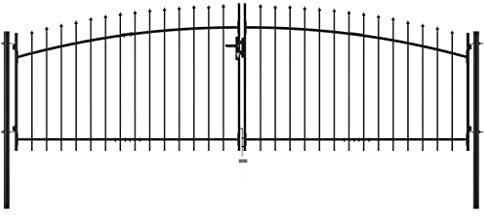 SKM Portail de jardin à double battant avec pointes de lance 400 x 200 cm, poids : 28,42 kg, 145740