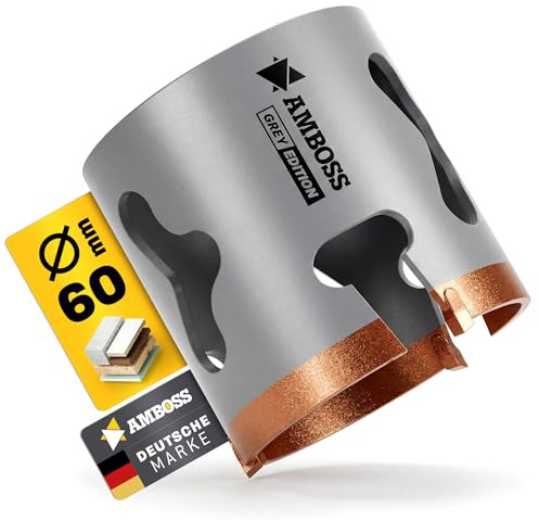 60 mm HM Lochsäge für Holz, Fliesen, Faserzement, Gips, Porenbeton, Kunststoffe - Lochbohrer/Lochkreissäge/Lochfräser - Schnitttiefe 58mm - M16 Gewinde - ohne Aufnahme