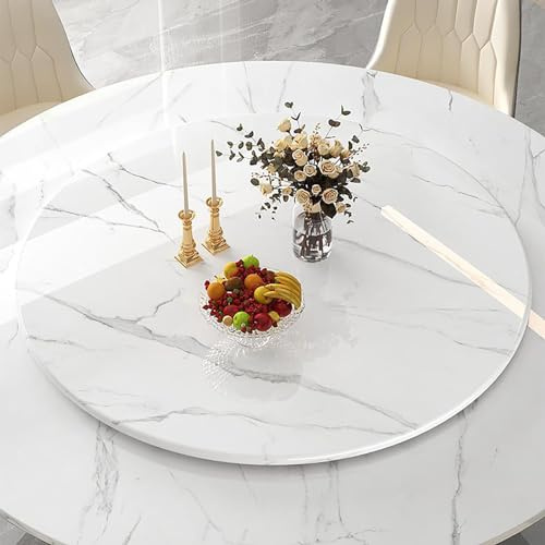 Grand plateau tournant Lazy Susan en marbre, plateau de service rond de 12 mm d'épaisseur, plateau rotatif à 360 °, pour organisateur de table de salle à manger ( Color : White Stripes , Size : 60cm (