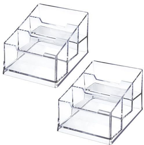 NATUCE 2stk Visitenkartenständer, Acryl Visitenkartenhalter mit 3 Fächer, Klarer Visitenkarten Aufsteller, Visitenkartenhalter Schreibtisch, Visitenkarten Display für Oder Theke Zuhause und Büro