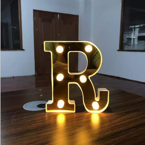 LED Letter R Lights 16cm Marquee Decoration Light Up 0-9 Numbers Night Light Letters Lights Sign for Party Wedding Anniversary Decor Battery Operatgn