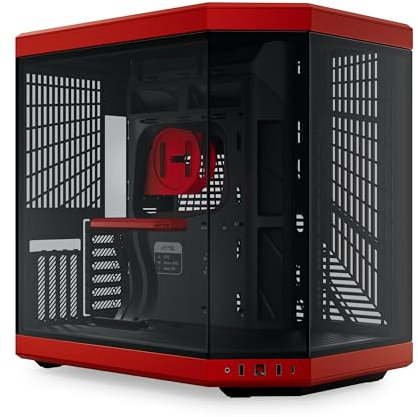 HYTE Y70 Boîtier de Jeu ATX Moderne et esthétique à Double Chambre en Verre trempé pour Tour Moyenne avec câble élévateur PCIE 4.0 Inclus, Rouge (CS-HYTE-Y70-BR)