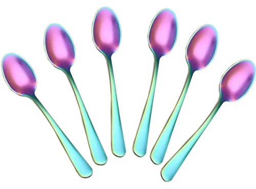 Demitasse Espresso Spoons, 4 Inches Stainless Steel Coffee Spoons(Rainbow)