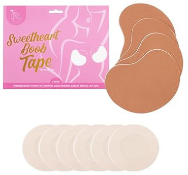 Perky Pear Sweetheart Strapless Boob Tape [A-F Cups] - 2 Pairs of Boob Tape & 3 pairs Nipple Protector covers - Colour Options (Beige, A-C)