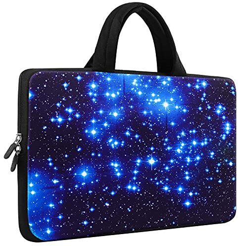 Mibbxea Funda de neopreno para portátil 12/15 pulgadas, bolsa tipo sleeve portátil para Chromebook/Ultrabook/Netbook, funda protectora para computadoras (cielo estrellado azul, 15 a 15,6 pulgadas)