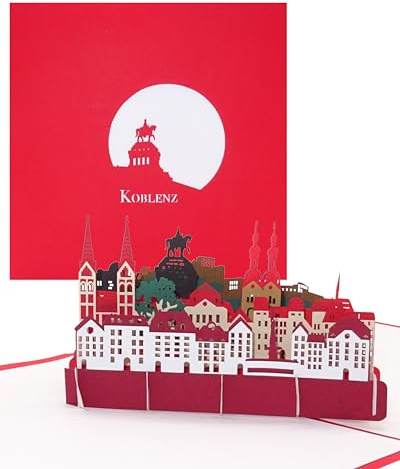 Pop-Up Karte „Koblenz und Deutsches Eck“ 3D Grußkarte als Postkarte, Geburtstagskarte, Souvenir & Gutschein