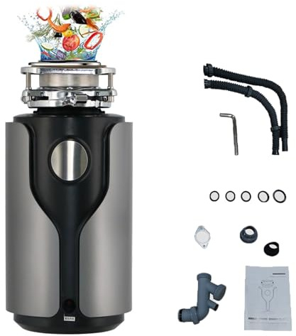 Tritarifiuti, Tritarifiuti Alimentari da 560 W, capacità 1200 ml con 7 Livelli di Macinazione e Protezione da Sovratemperatura, Detergente da 3800 Giri/Min, per sotto Il Lavello della Cucina