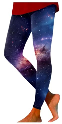 Generisch Galaxy Costume da donna Space Colorati Leggings 3D Galassia Stampato Stretchy Yoga Pantaloni Skinny Sport Leggins Mondiali Astronauti Costume Vita Alta Yoga Leggings Costume di Carnevale,