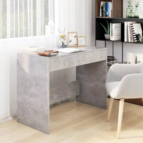 Xichuzi Schreibtisch Betongrau 101x50x76,5 cm Holzwerkstoff, Gaming Tisch, Computertisch, Computer Desk, Office Table, Bürotisch, Arbeitstisch, Nähtisch, Pc Tisch