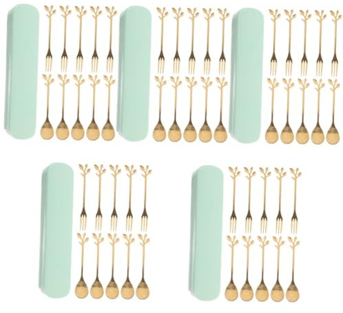 MAGICLULU 5 Juegos tenedor de fruta de acero inoxidable rebanador para decorar pasteles utensilios de acero inoxidable para pastel kitchen gadgets faqueiro tenedor de aperitivo multifunción