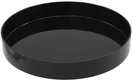 Ljusbricka rund svart högglans - 25 cm - dekorativ bricka glänsande med kant - servitörsbricka dekorativt fat ljusfat återanvändbar bricka för dekorationer presenter jul