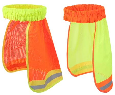 2Pcs Cache-Cou pour Casque de Sécurité Pare-Soleil Réfléchissant pour Casque de Chantier Protège Nuque en Maille Respirant Anti UV Protège Cou Haute Visibilité pour Les Travailleurs de Chantier
