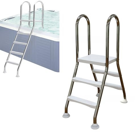 GZGHRZQS Échelle De Piscine Hors Sol, Escalier De Piscine ExtéRieur Robuste avec Marches AntidéRapantes, Main Courante De SéCurité, éChelle D'EntréE à 2/4 Marches, RéSistant à La Rouille