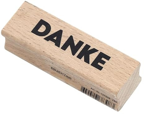 Artoz Stempel – Holzstempel – „Danke groß“ – 60 x 20 mm – Motivstempel zum Kartenbasteln für Geburtstage, Einladungen, Grüße