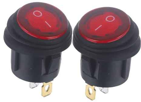 COMPUKAS Interrupteur à Bascule à 3 Broches Étanche Led Rouge 12v/24v, Lot De 2 Pièces, Auto Et Bateau, Utilisation Intérieure/extérieure, Voyant Lumineux Pour Sécurité Nocturne