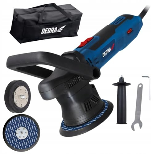 DEDRA Exzenter-Poliermaschine 700W, zwei Polierscheiben 75Ø/125Ø mm, Drehzahl 2000-6400 U/min, Sanftanlauf-Funktion, elektronische Drehzahlregelung, zwei Scheibendurchmesser im Set