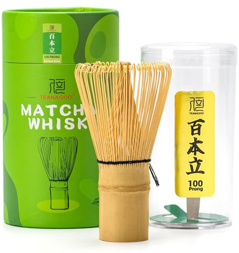 TEANAGOO 100-Zinken-Matcha-Besen, Bambusbesen für Matcha-Teepulver, handgefertigter biologischer traditioneller japanischer Chasen, Matcha-Rührbesen-Mixer-Bürste für die authentische Teezubereitung