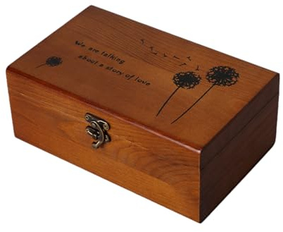 Scatola portaoggetti in Legno – Classico Cestino da Cucito, Supporto Decorativo per bricolage, Robusta Struttura in Legno con Coperchio a Cerniera, spazioso Scomparto organizzatore,