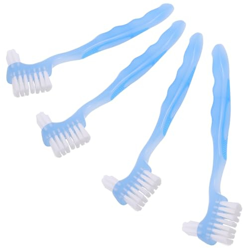 DECOMELODY Ensemble De 4 Produits D'Entretien Pour Prothèses Dentaires Brosse À Dents Portable Pour Le Nettoyage En Profondeur Des Prothèses Dentaires Bleu Ciel