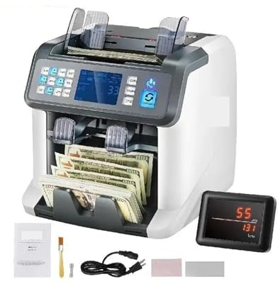 Compteur d'arnt 1200 pièces/min, caisse enregistreuse commerciale, détecteur de faux billets, 2 fonctions CIS/UV/IR/DD/banque