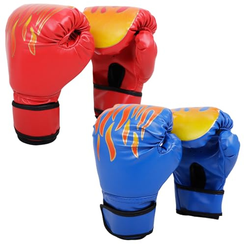 Gants de Boxe pour Jeunes, 2 Paires de Gants Boxe pour Enfants, résistants aux déchirures, Respirants, Doux et Confortables, équipement d'entraînement en PU pour garçons et Filles