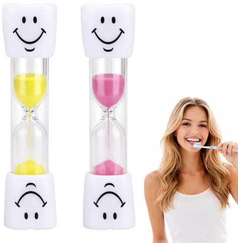 2 Stück Sanduhren, 3-Minuten-Sanduhr zum Zähneputzen, Rosa und Gelb
