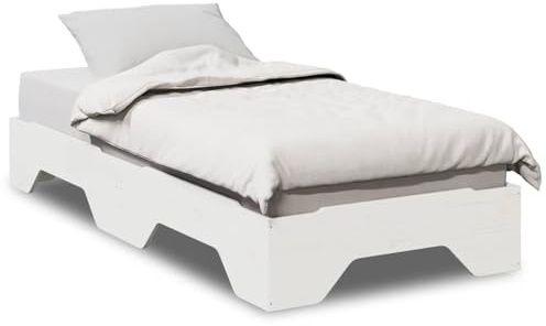 Qnhdfrt Stapelbett 90x190 cm aus massivem Kiefernholz, platzsparendes Holzbett für Gäste, weiß lackiertes Gästebett mit Lattenrost, kompakt und vielseitig für kleine Räume