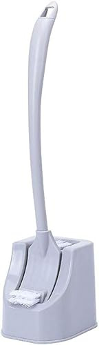 Långt handtag grå toalettborstset - toalettborste i plast och sätesrengöring, toaletttillbehör för effektiv rengöring, Slish Gray Design