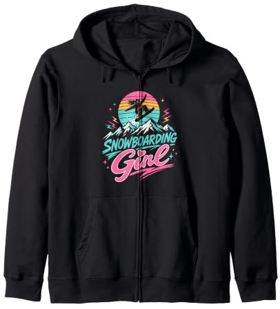 Snowboarder SNOWBOARDING GIRL Girls Children Snowboard Zip Hoodie